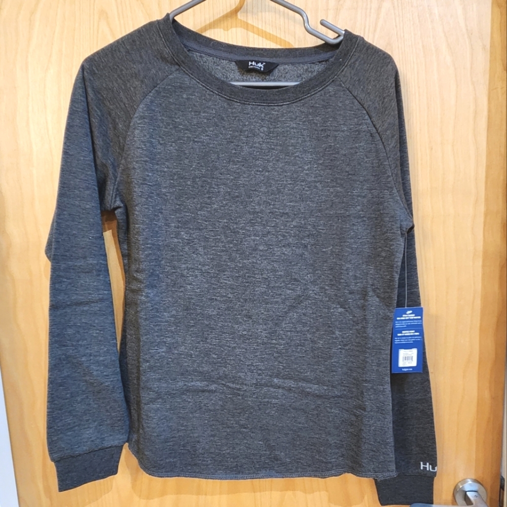 NWT - HuK Folly Crew grey long sleeve